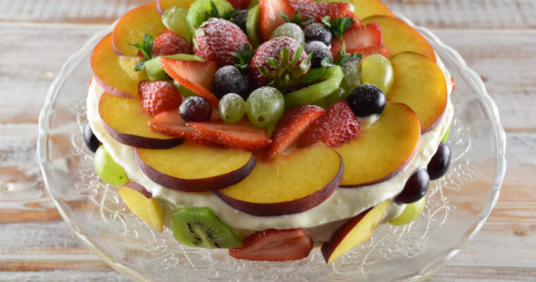 Birthday Fruit Cake with Greek Yoghurt Frosting